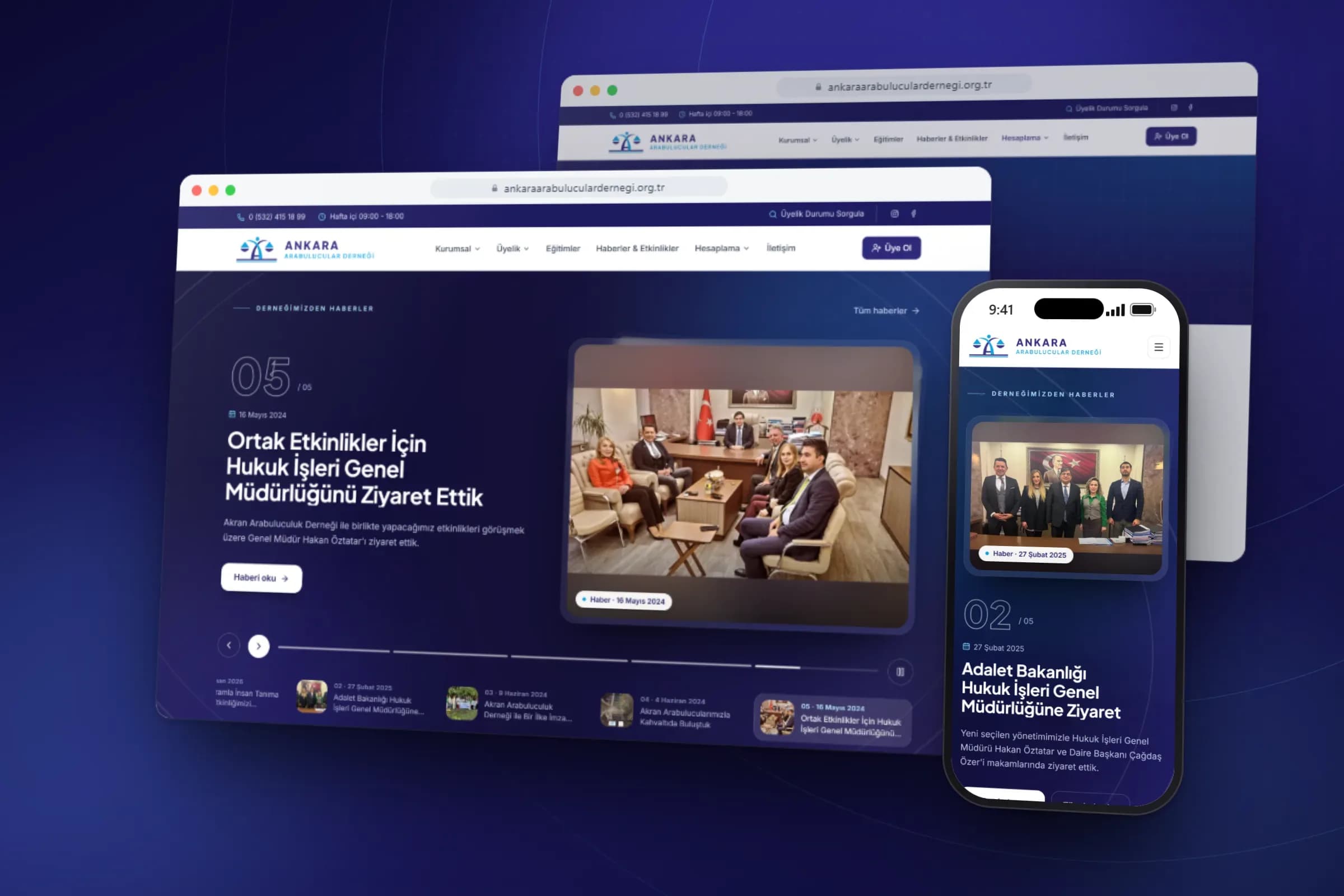 Ankara Arabulucular Derneği web sitesi masaüstü ve mobil görünüm