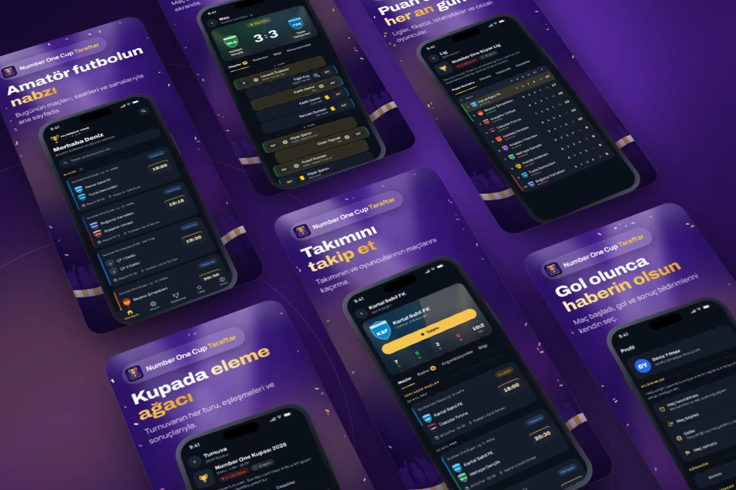Number One Cup Taraftar uygulaması ekranları